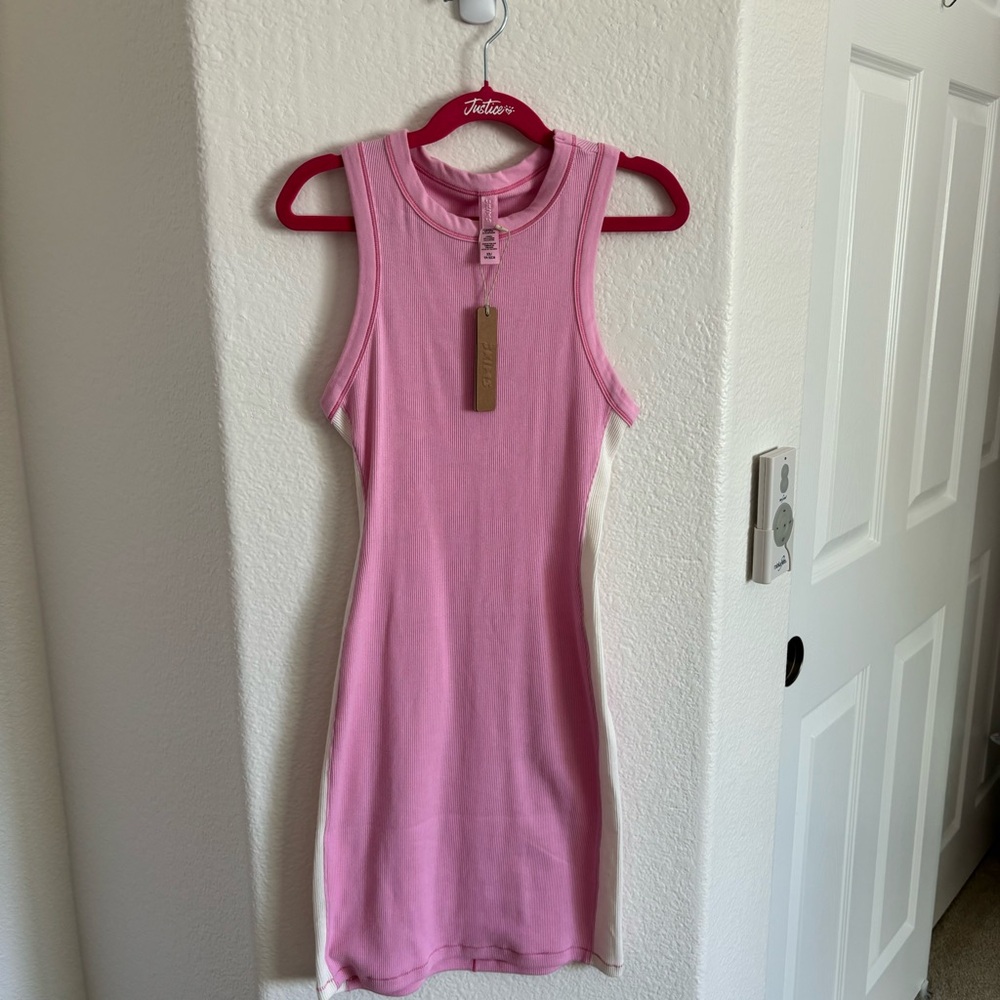 New SKIMS Cotton Rib Tank Dress- bubblegum / marble